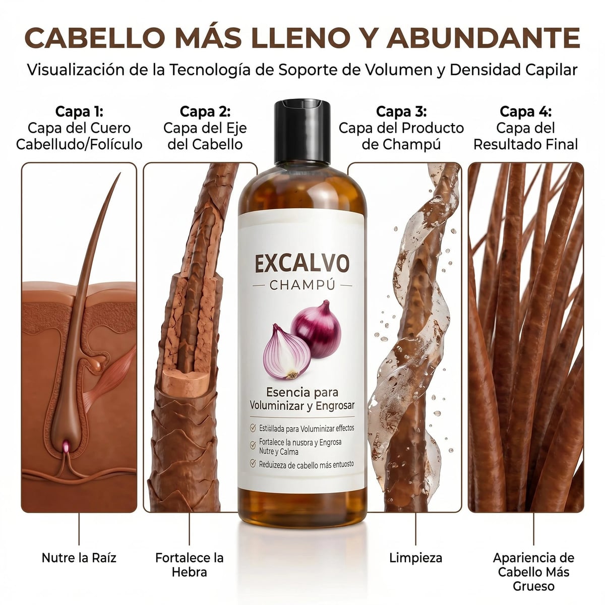 Excalvo™ Shampoo Original - 💪 Menos caída y más volumen — adiós cabellos en la almohada + ENVIO GRATIS
