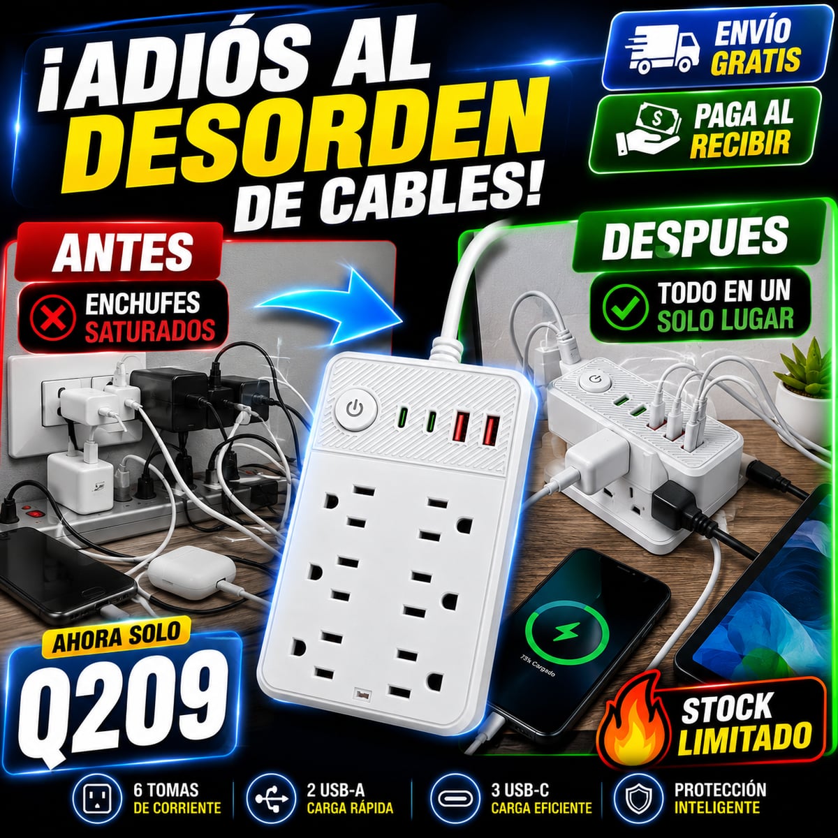 ⚡ ¡MÁS CONEXIONES, MÁS CERCA DE TI! 🔌 🚚 Envió gratis/ Paga al Recibir