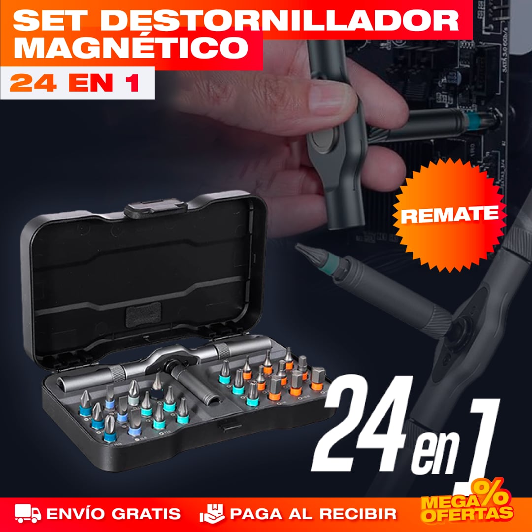 ULTIMAS UNIDADES - SET DESTORNILLADOR MAGNÉTICO 24 EN 1 + ENVÍO GRATIS
