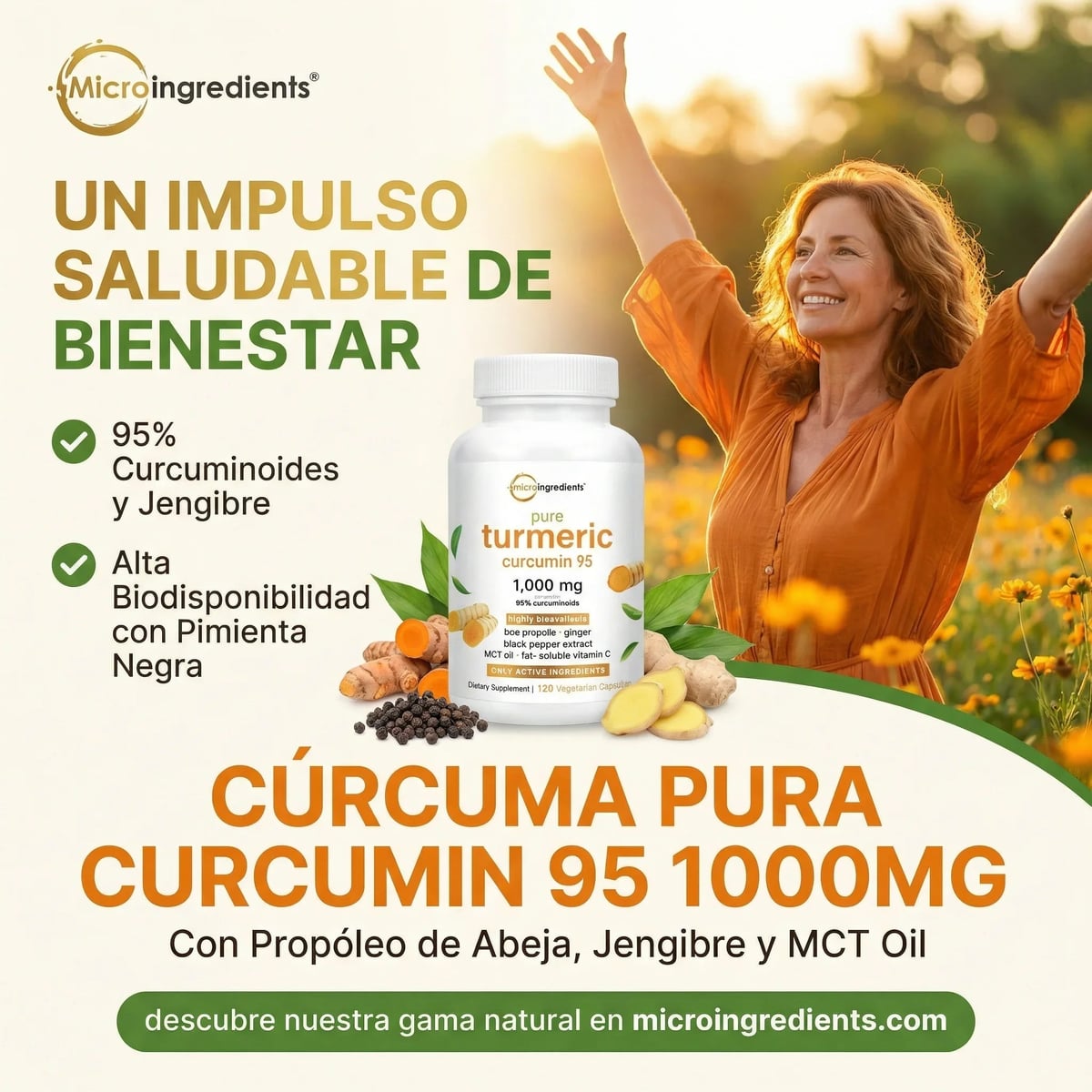 ADIOS HINCHAZON Y DOLORES CON TURMERIC 60 CÁPSULAS + ENVIO GRATIS