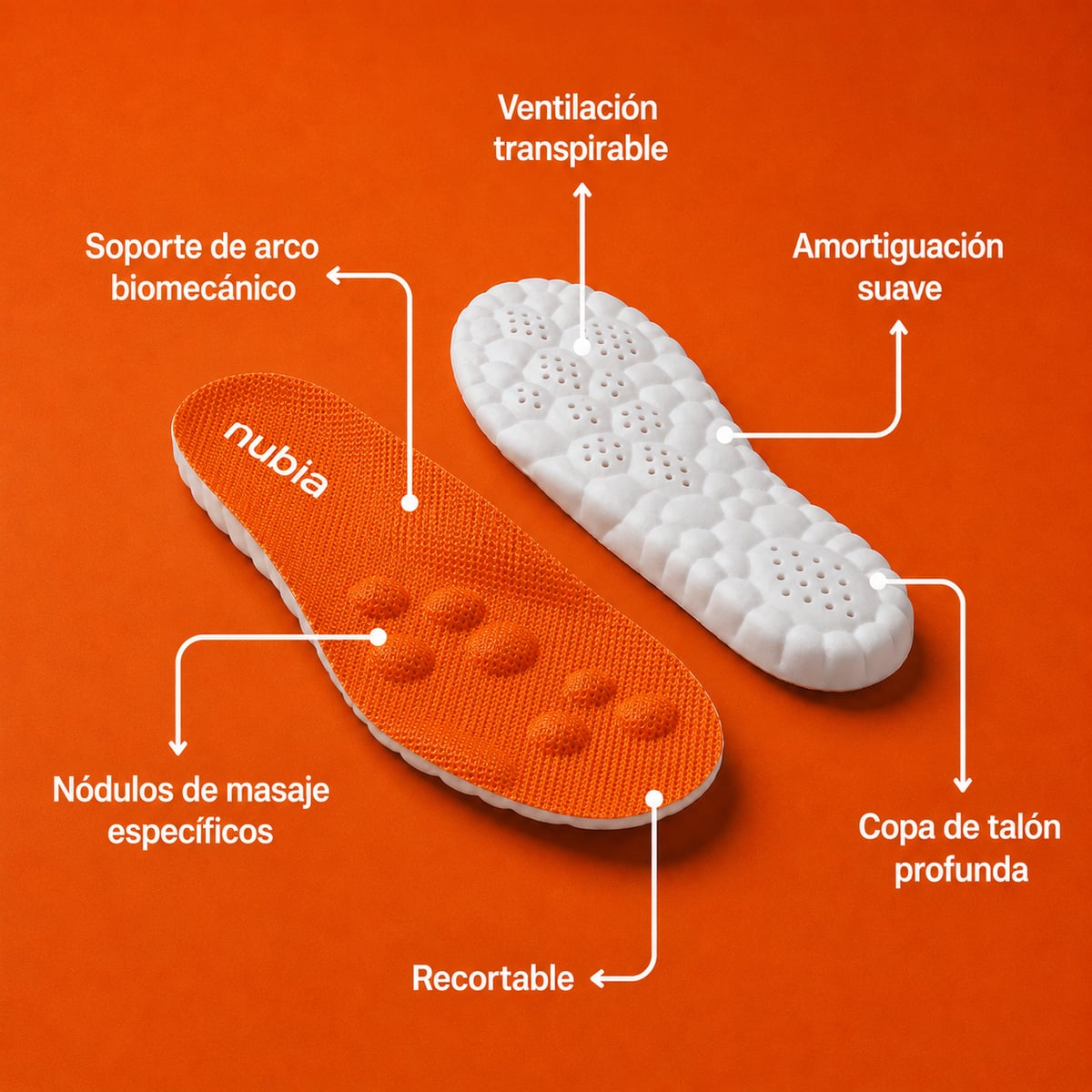 NubiaPro: Plantillas de Masaje y Soporte de Arco