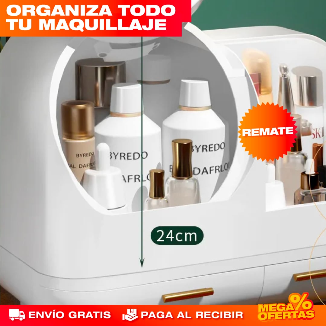 ORGANIZADOR DE MAQUILLAJE CON ESPEJO LUZ LED