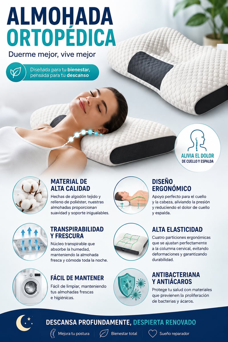 Almohada Ortopédica con Alineación Cervical Perfecta