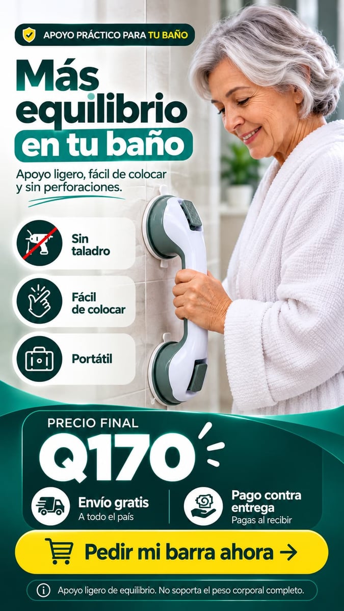 barra con ventosa de seguridad para baño