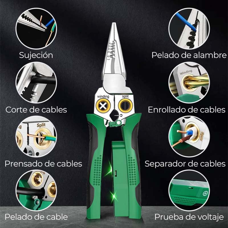 Alicate Multifuncional 8 en 1 Corta, pela y ajusta cables en segundos 🔧