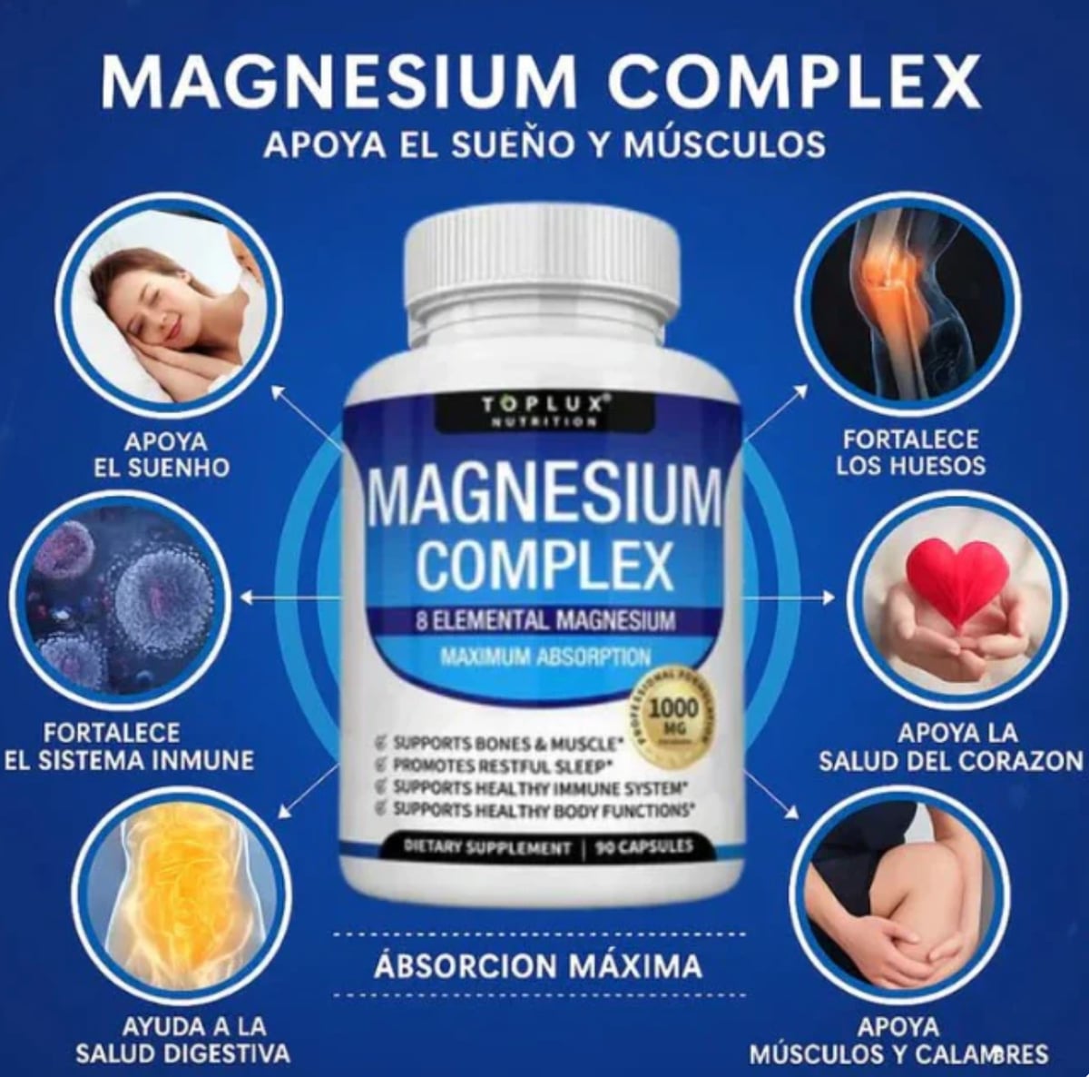 Magnesium Complex™ 8 en 1 – Combate el Estrés, Cortisol y Cansancio