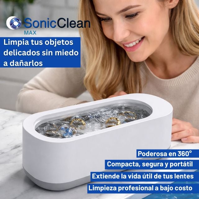 SoniClean Max– Limpieza y cuidado profundo sin esfuerzo para joyas, lentes y mas🧼
