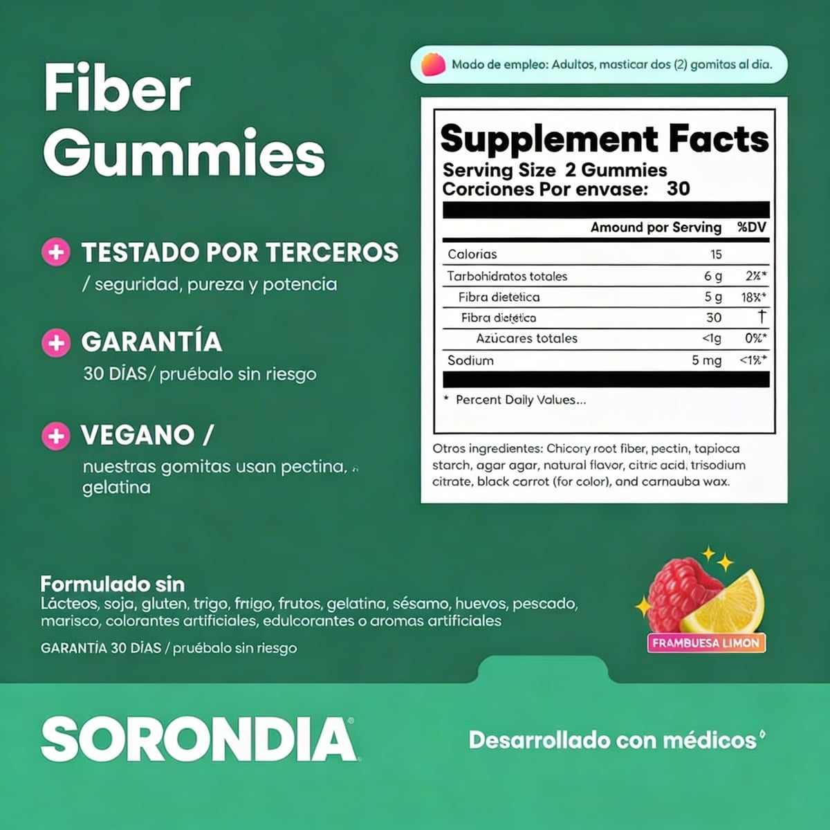 Fiber Gummies Prebióticas (Pack de 60 Gomitas)