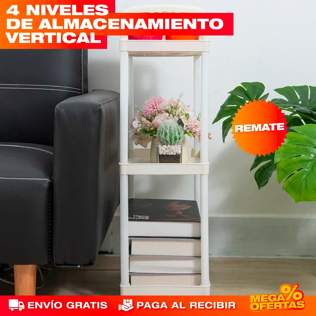 ESTANTE ORGANIZADOR DE 4 NIVELES CON RUEDAS