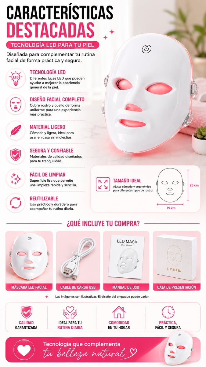 Mascara de tratamiento Facial Led + ENVIO GRATIS