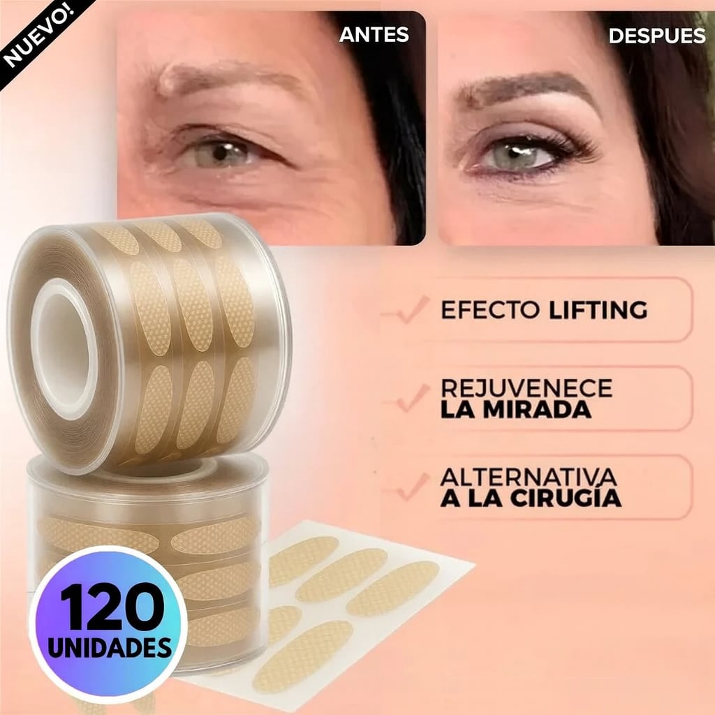 Cinta levanta párpados en instantes 120 unidades