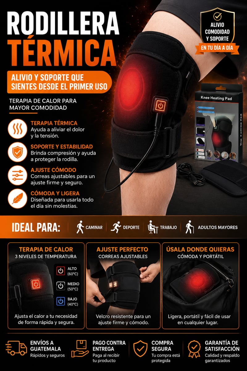 馃敡 Rodillera 2 en 1 con Terapia de Calor y Vibraci贸n. Recargable