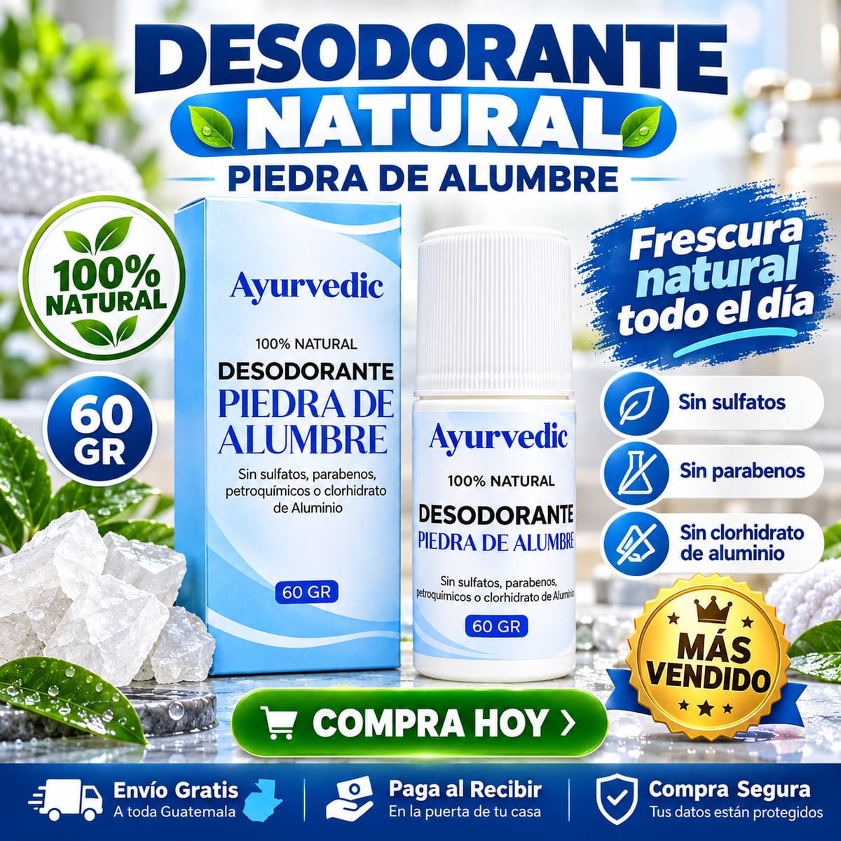 Desodorante Natural de Piedra de Alumbre