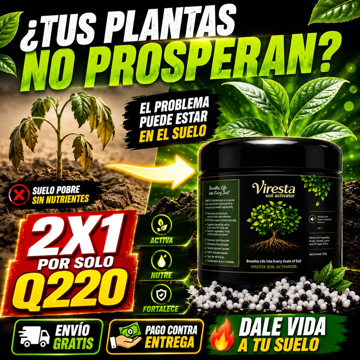 🌱 ¡Revive tus plantas con Viresta Activador de Suelo! 🌿 Envío GRATIS a toda Guatemala 🇬🇹
