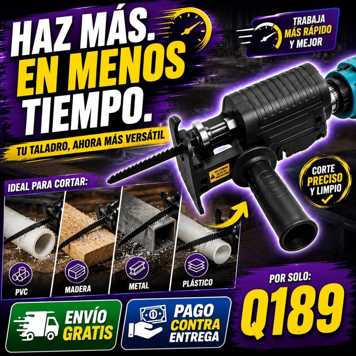 ¡OFERTA IMPERDIBLE! TRANSFORMA TU TALADRO- Adaptador Sierra para Taladros - ENVIO GRATIS 🚚