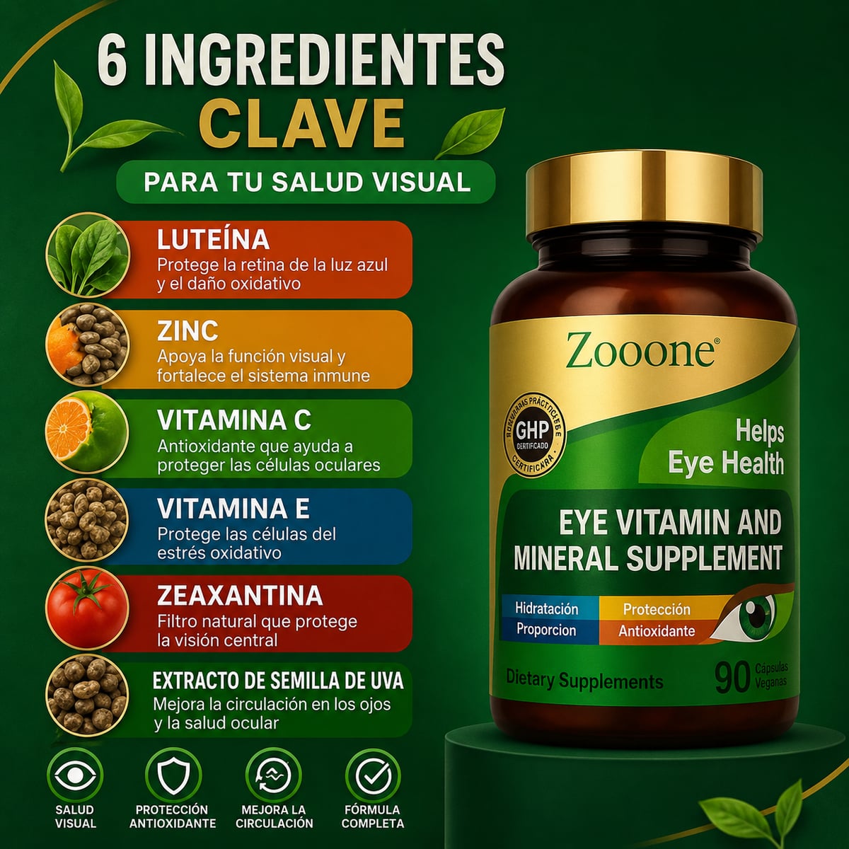 Zooone™ l Nutrición ocular diaria para ver nítido y sin cansancio - 100% Natural