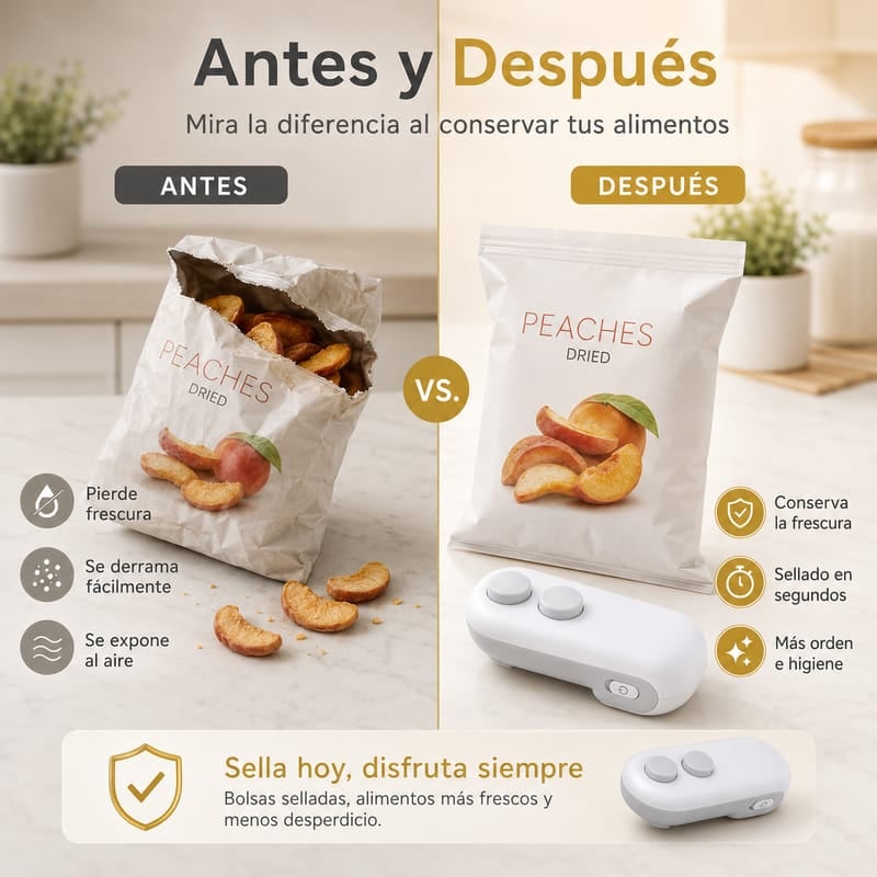 🔥 Mini Selladora Térmica Portátil Recargable USB-C 2 en 1 | Sella Bolsas y Corta en Segundos ⚡