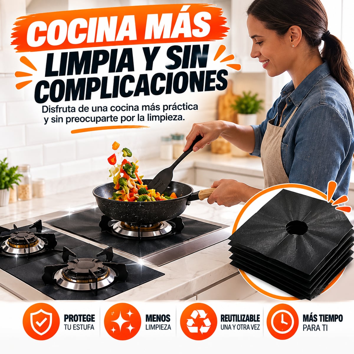 📢📢¡¡50 % DE DESCUENTO!! ⏰Protectores reutilizables para los quemadores de la cocina de ga