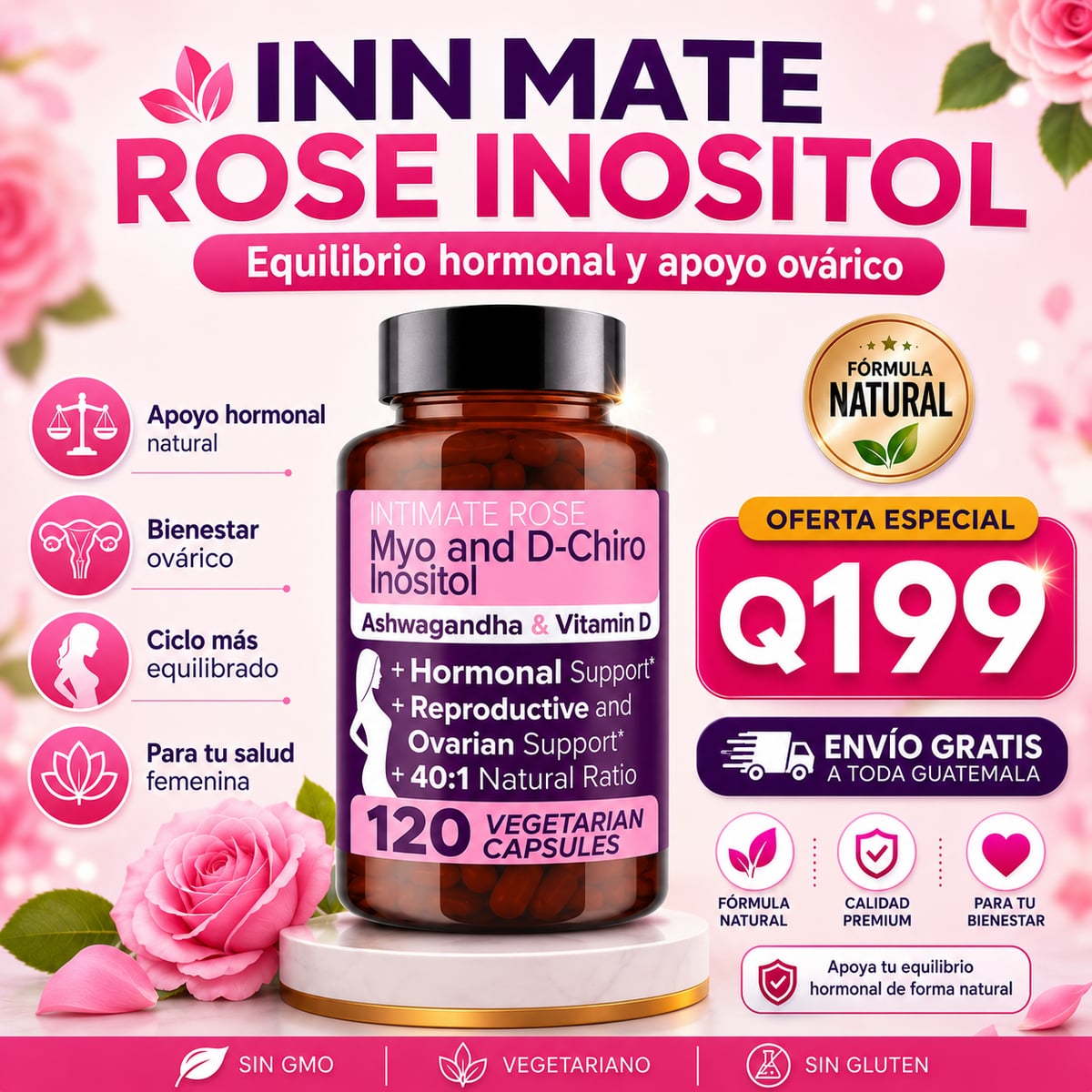 Intimate Rose Inositol – Bienestar Hormonal y Salud Ovárica + ENVIO GRATIS 🎁