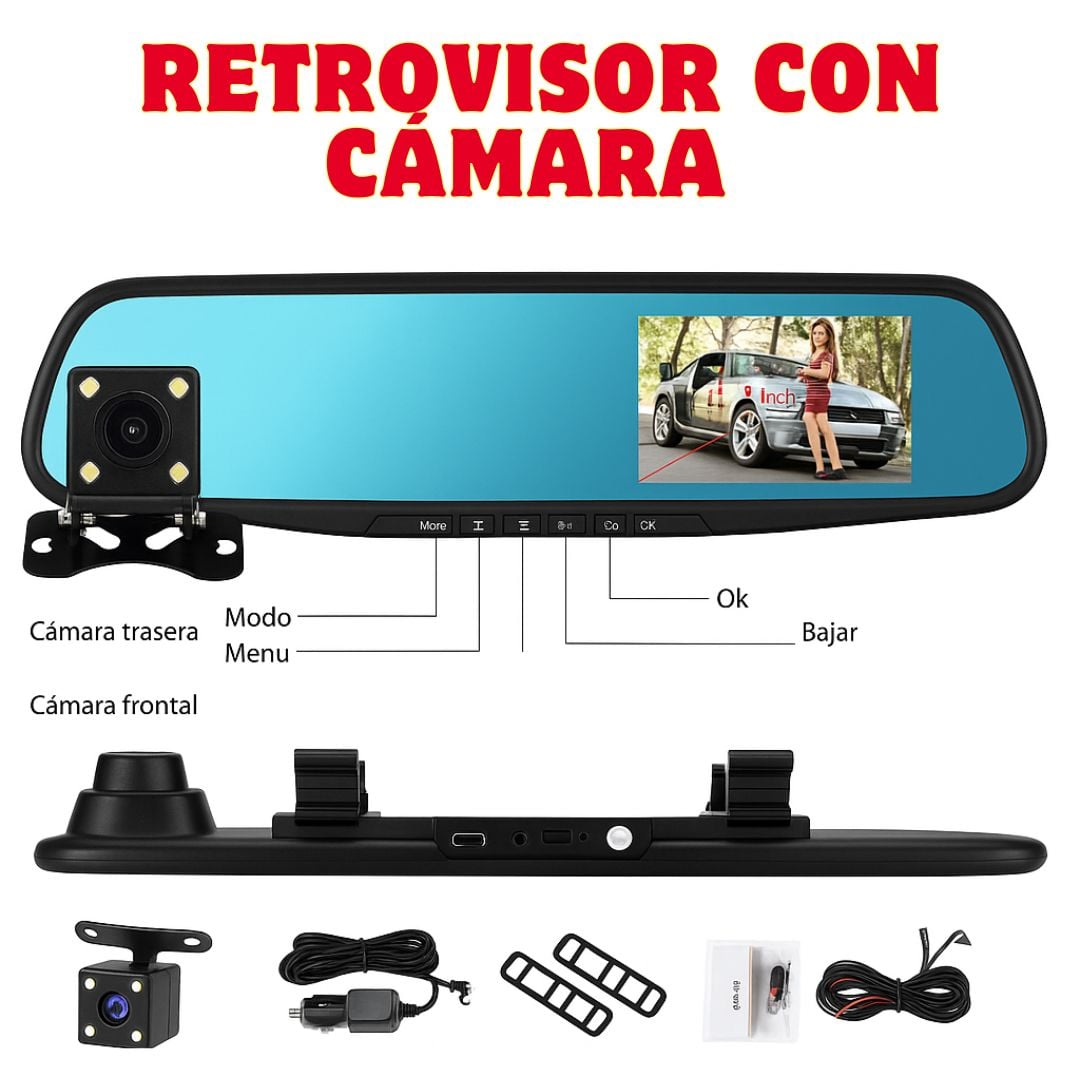 Retrovisor con Cámara | Protege tu carro y graba todo + Envio Gratis