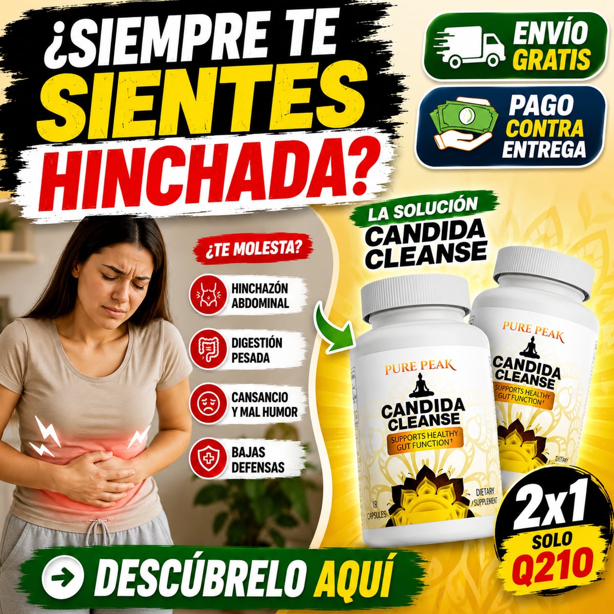 🌿 ¡OFERTA 2X1! Apoya tu bienestar digestivo con Candida Cleanse por solo Q210 🚚✨