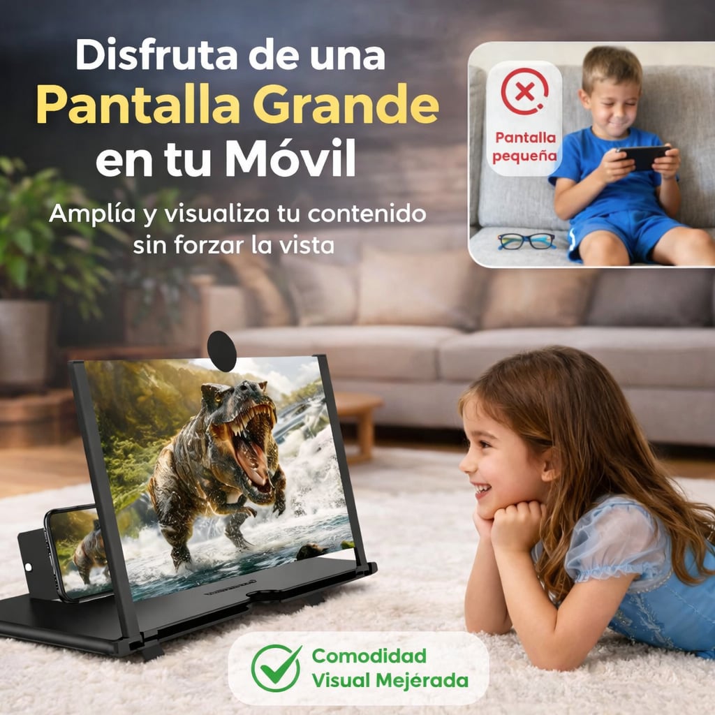 Amplificador de Pantalla +VISION para Móvil | Efecto Cine HD | Ligero y Portátil
