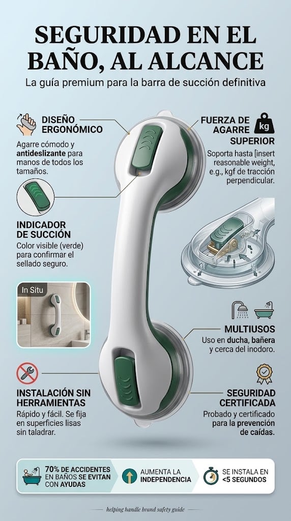 barra con ventosa de seguridad para baño
