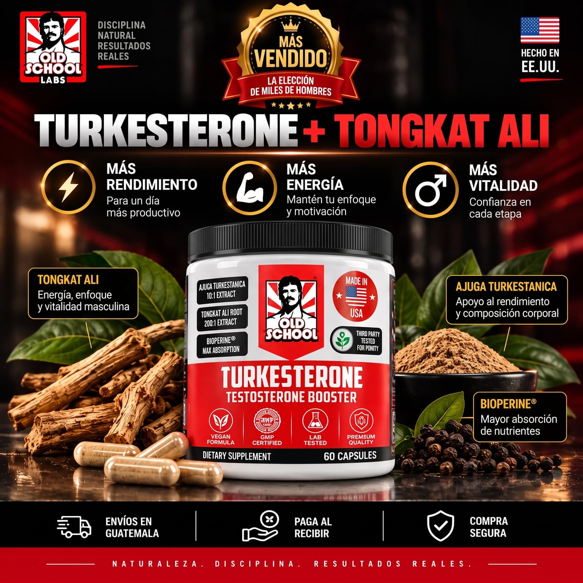 TURKESTERONE + TONGKAT ALI | Recupera esa sensación de energía, vitalidad y confianza masculina.