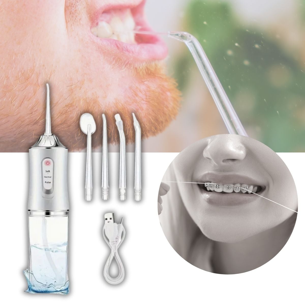Tu Mejor Aliado para una Sonrisa Perfecta: IRRIGADOR BUCAL LIMPIA SMILE (Portátil y Recargable con USB) + Envío Gratis a todo GUATEMALA + CREMA DENTAL BLANQUEADORA GRATIS