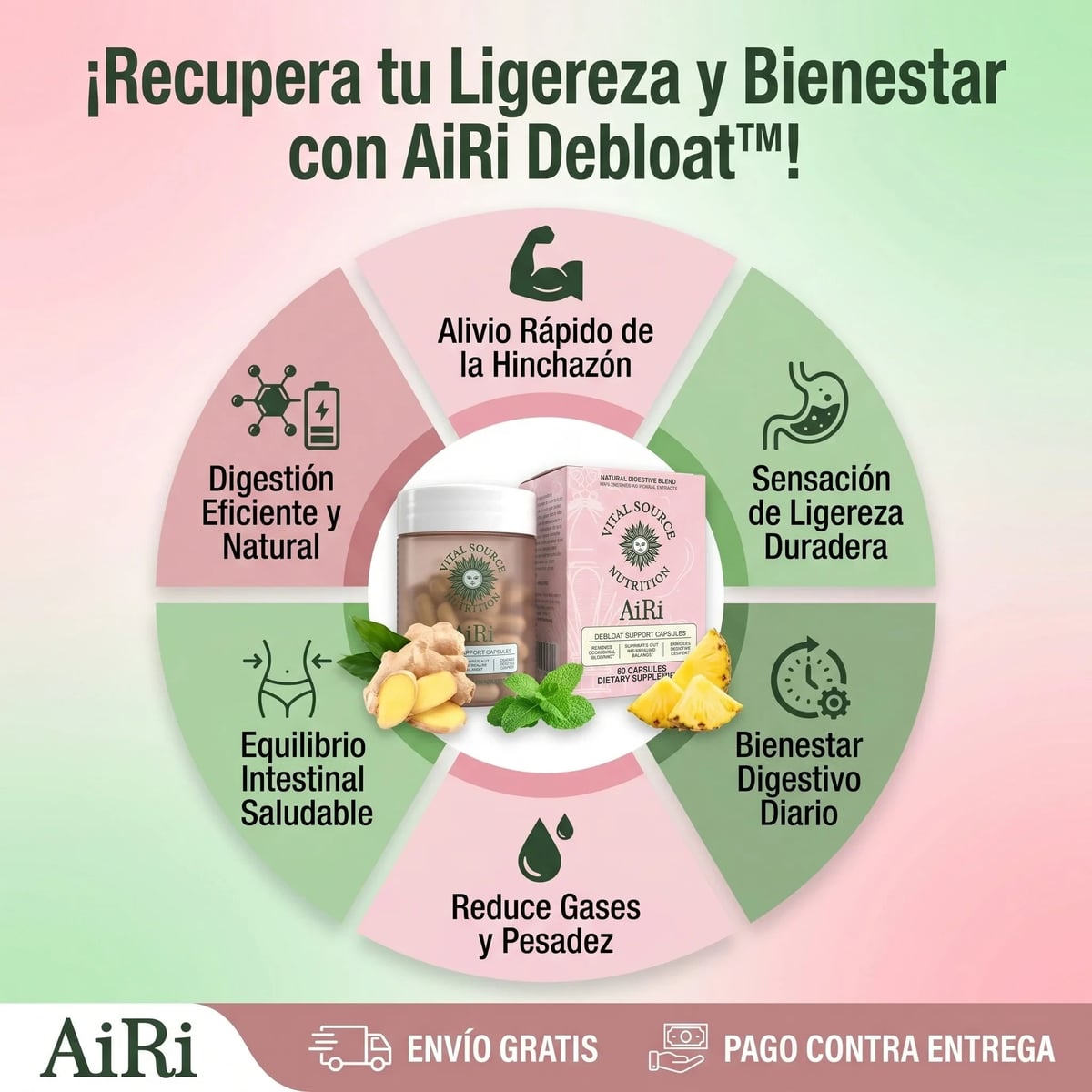 AiRi Debloat™ | Enzimas + Probióticos para una Digestión Ligera y Sin Inflamación