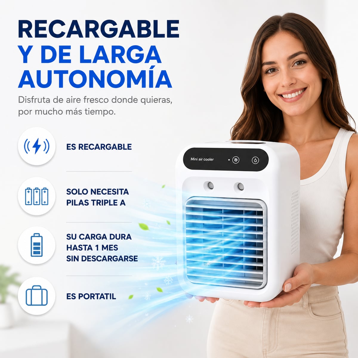 FrostAir: Enfriador Portátil Potente, Recargable y de Gran Autonomía