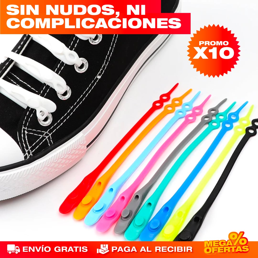 PROMO X10 CORDONES ELÁSTICOS DE SILICONA