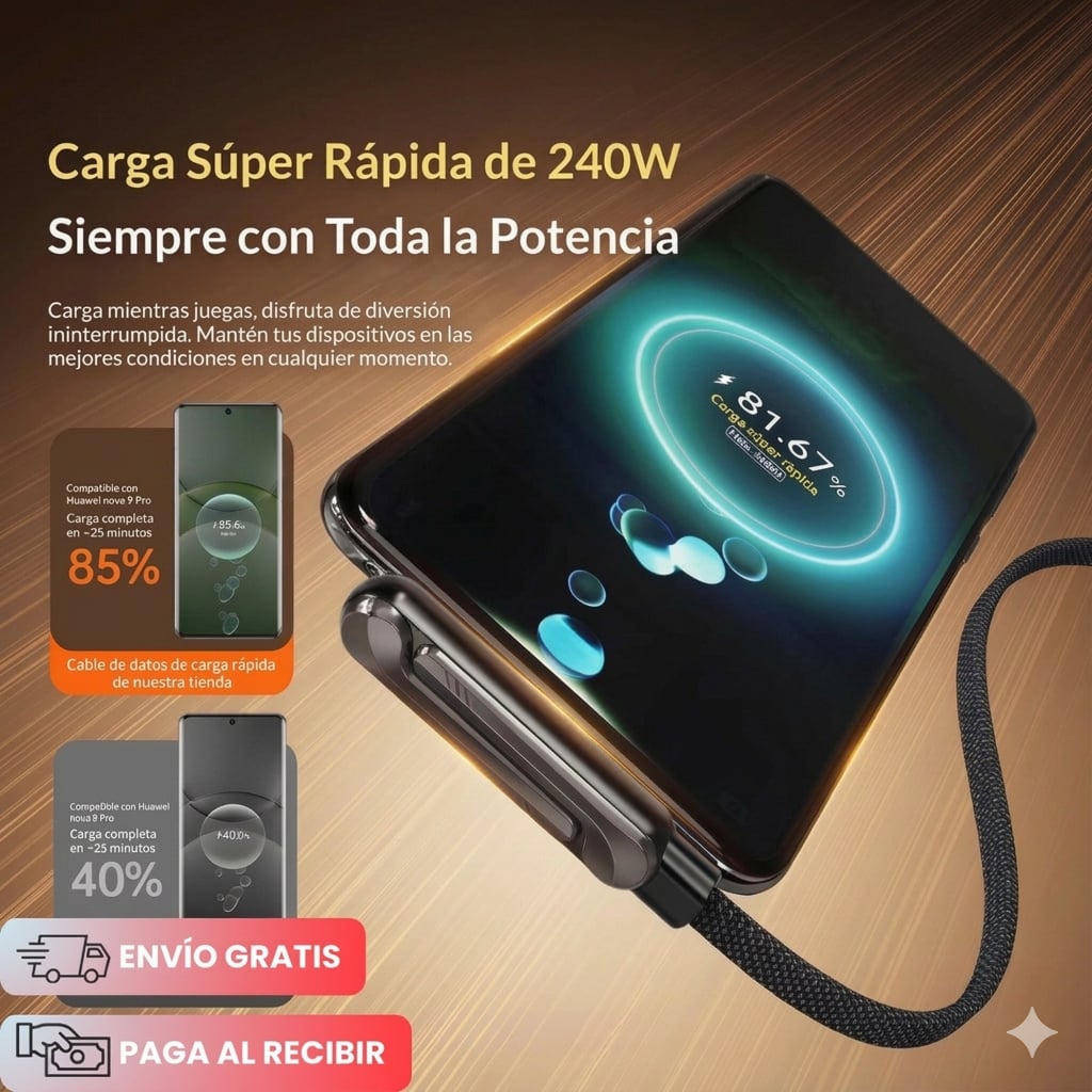 Cargador Horizontal Tipo C con Soporte 90° -Carga Ultra Rápida-SUPER OFERTA ✅️