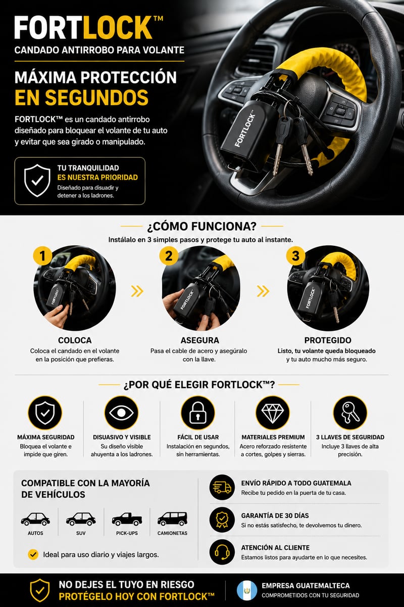 FORTLOCK™ | El candado antirrobo que protege tu vehículo en segundos +Envio gratis🚚