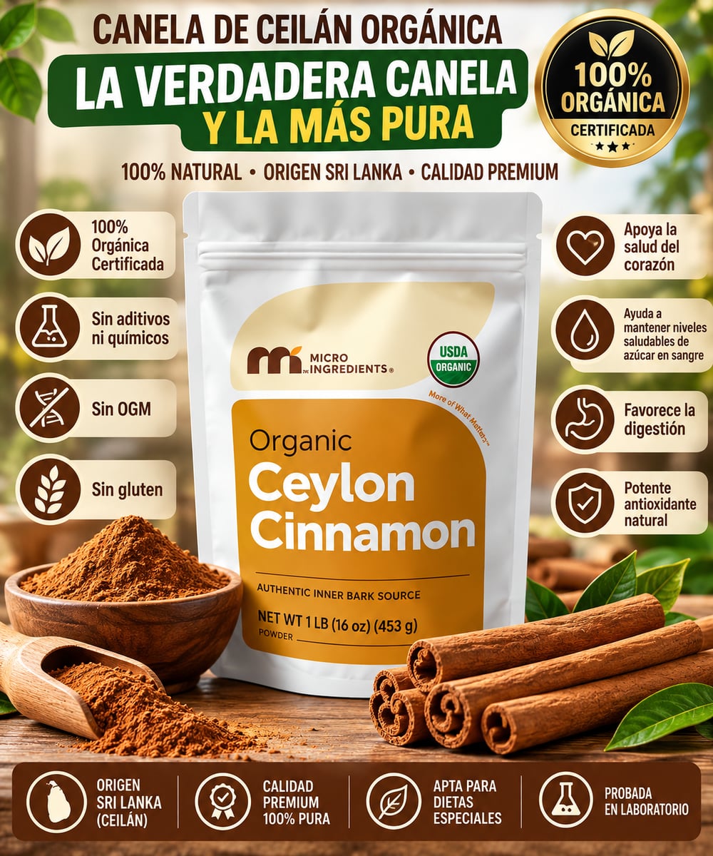 Canela de Ceilán 7200mg equivalente con aceite MCT