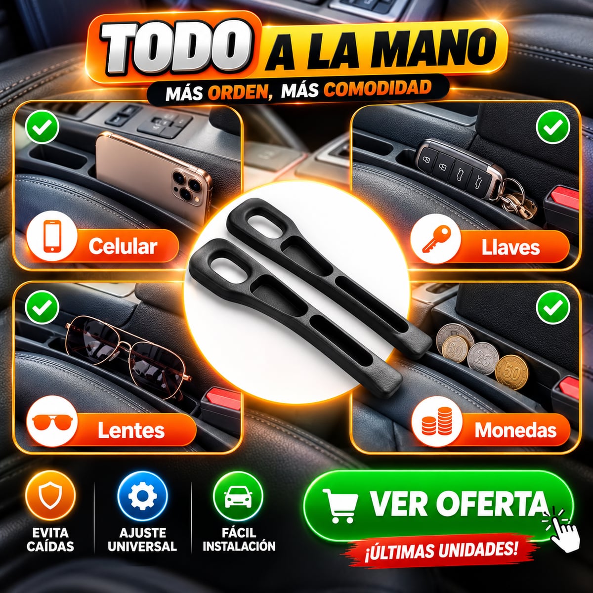 Nada se Cae Entre los Asientos - Tiras Rellenadoras para auto🚗