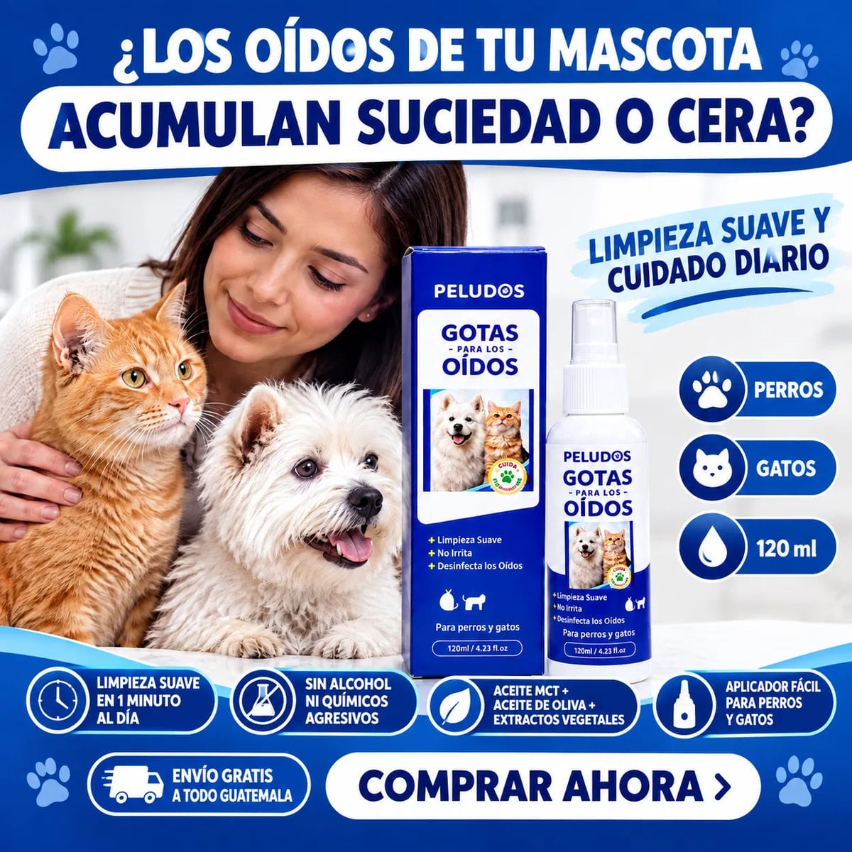 🐶 🐱 Gotas para los oídos de perros y gatos - Solución Eficaz para el Canal Auditivo
