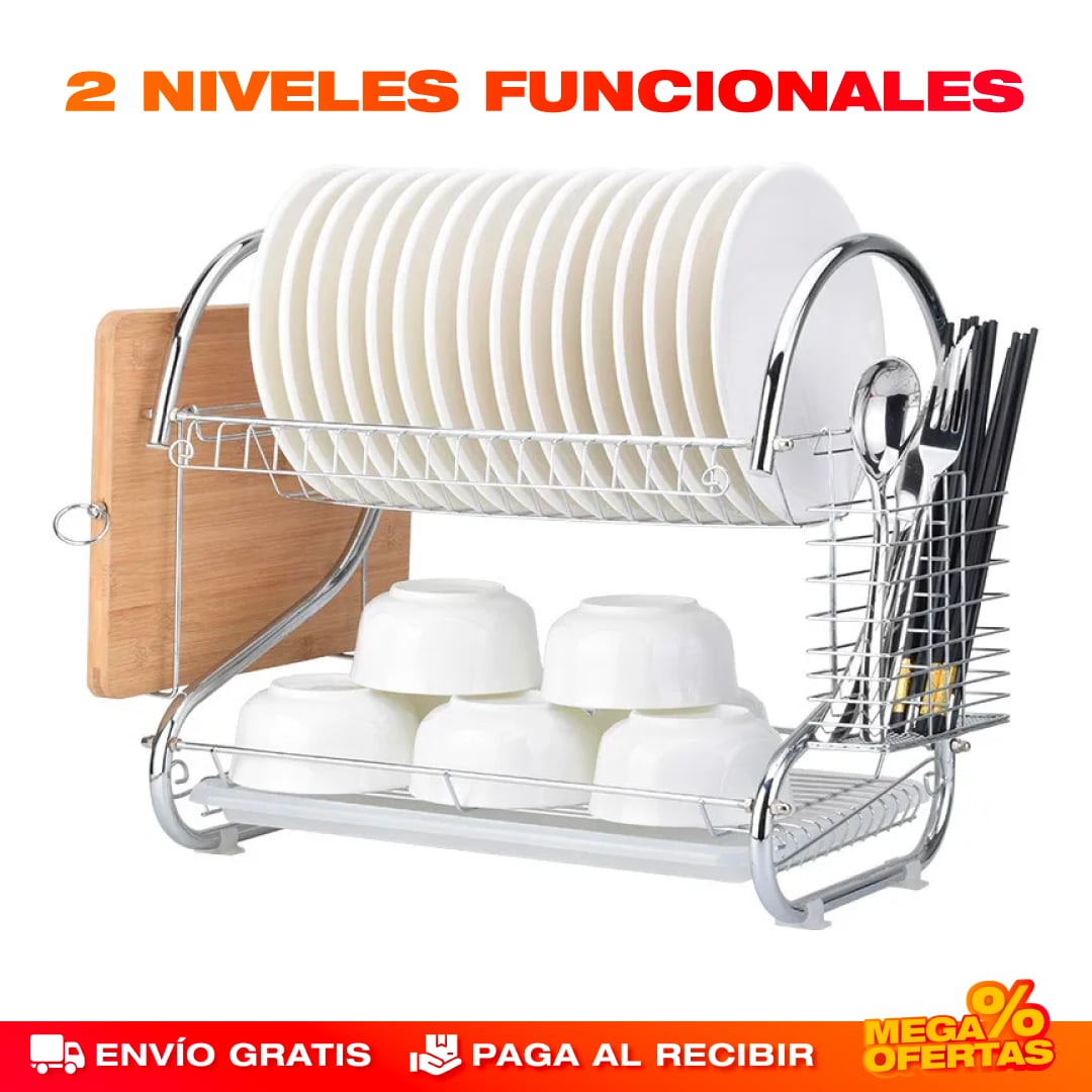 ESCURRIDOR DE PLATOS METÁLICO DE 2 NIVELES