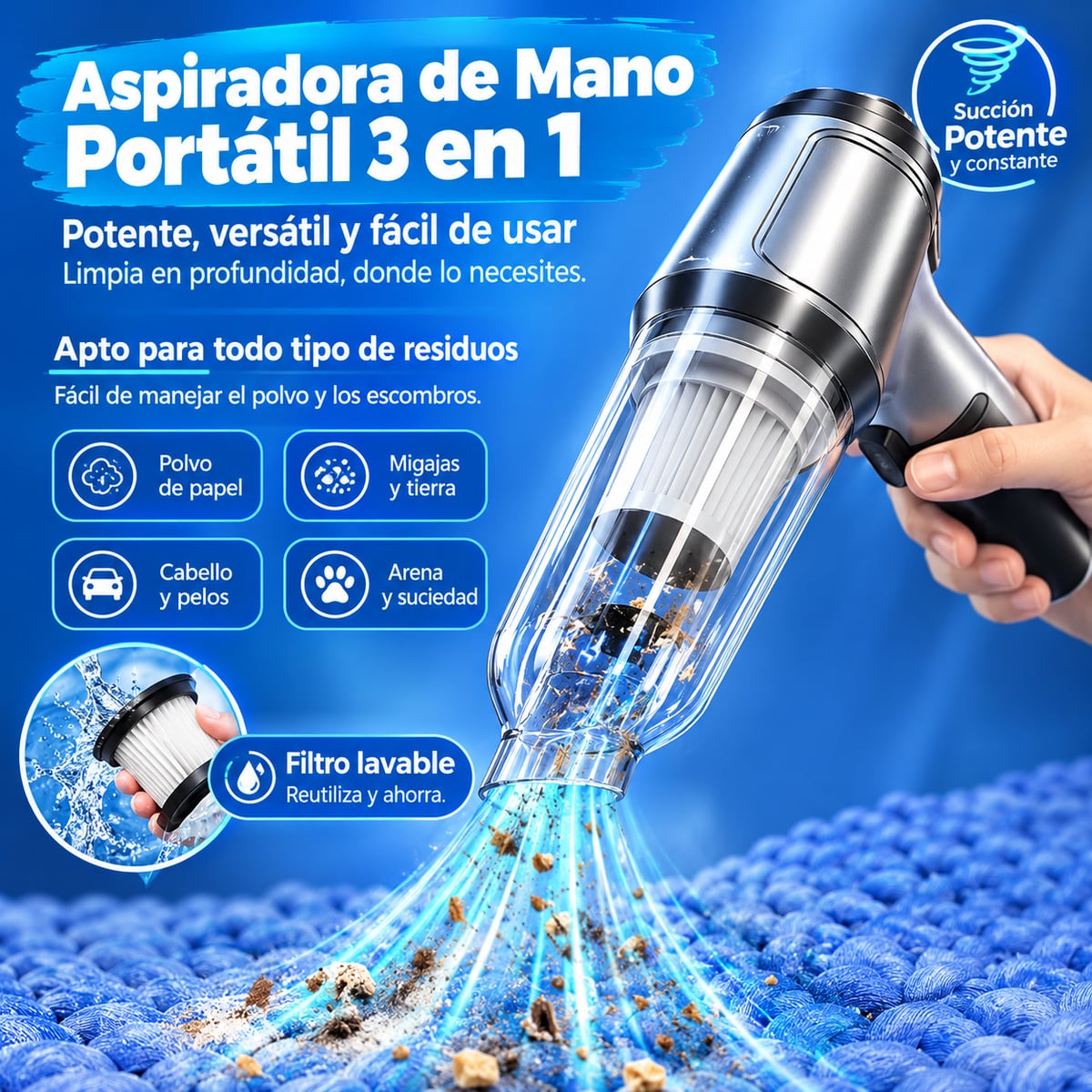 Aspiradora de mano 3 en 1