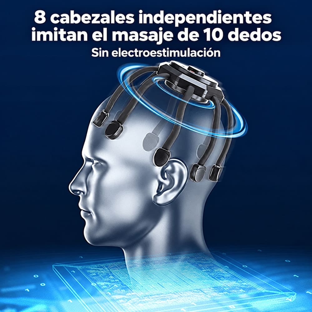 Masajeador Capilar Inalámbrico 360° con 8 Puntos de Masaje