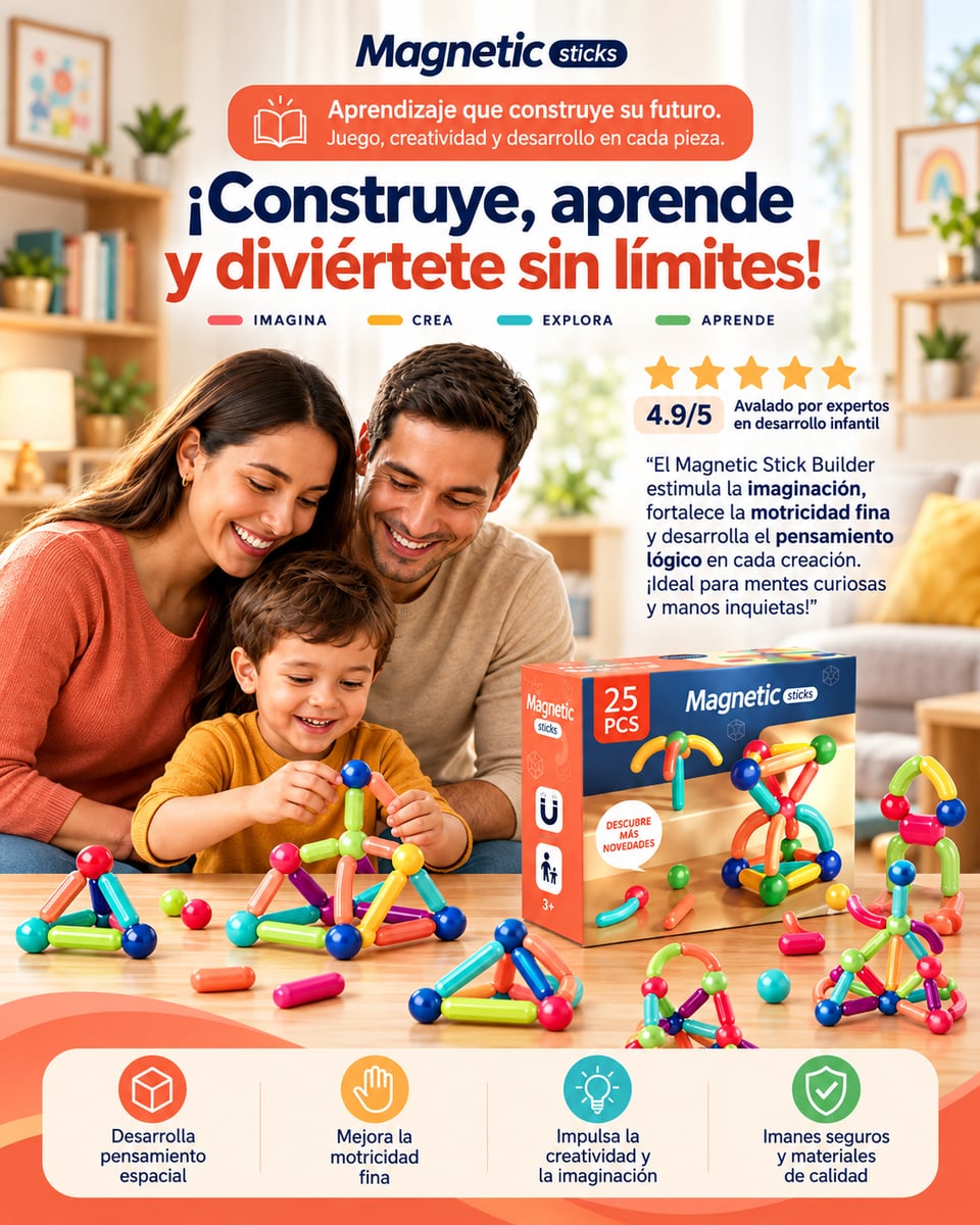 🧲 MagniBlocks™ – 25 Piezas de Creatividad❤️ CADA CONSTRUCCIÓN ES UNA OPORTUNIDAD PARA APRENDER 🧠ENVIO GRATIS