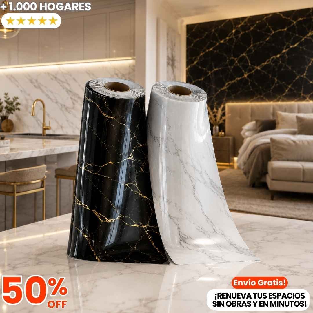 Vinilo Tipo Mármol NEGRO: Renueva tu Hogar en Minutos (Sin Polvo ni Obras)