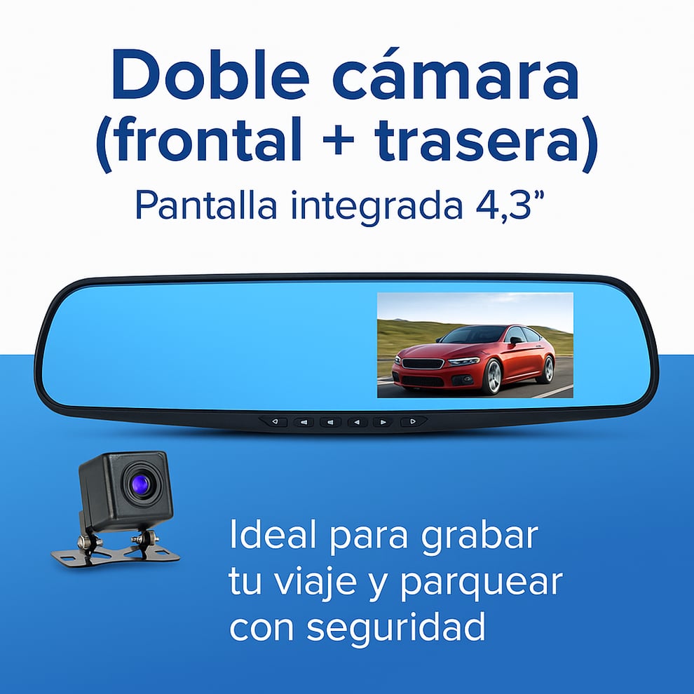 Retrovisor con Cámara | Protege tu carro y graba todo + Envio Gratis