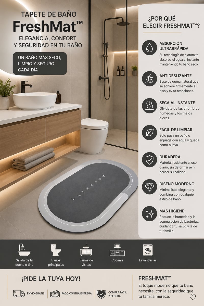 FreshMat - Alfombra Antideslizante p/ Baño 