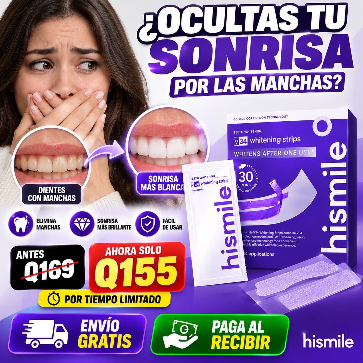 Tiras Blanqueadoras de Dientes/ Envio Gratis / Paga al Recibir