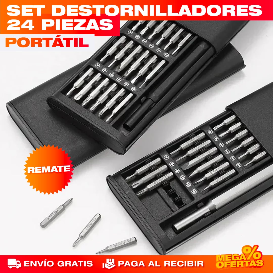 SET DE 24 PIEZAS DESTORNILLADORES MAGNÉTICOS