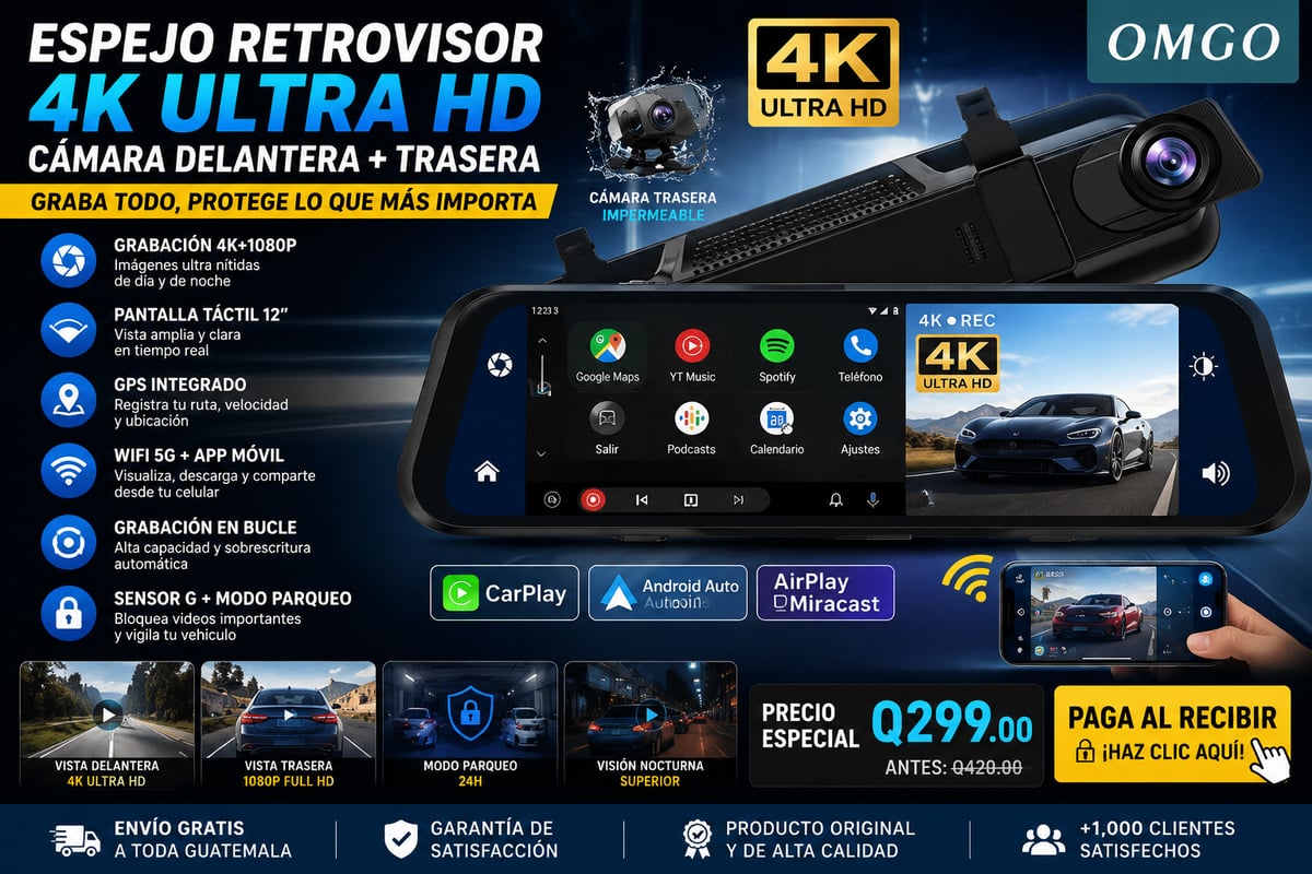 ESPEJO RETROVISOR CAMARA DELANTERA + CAMARA TRASERA | ORIGINAL