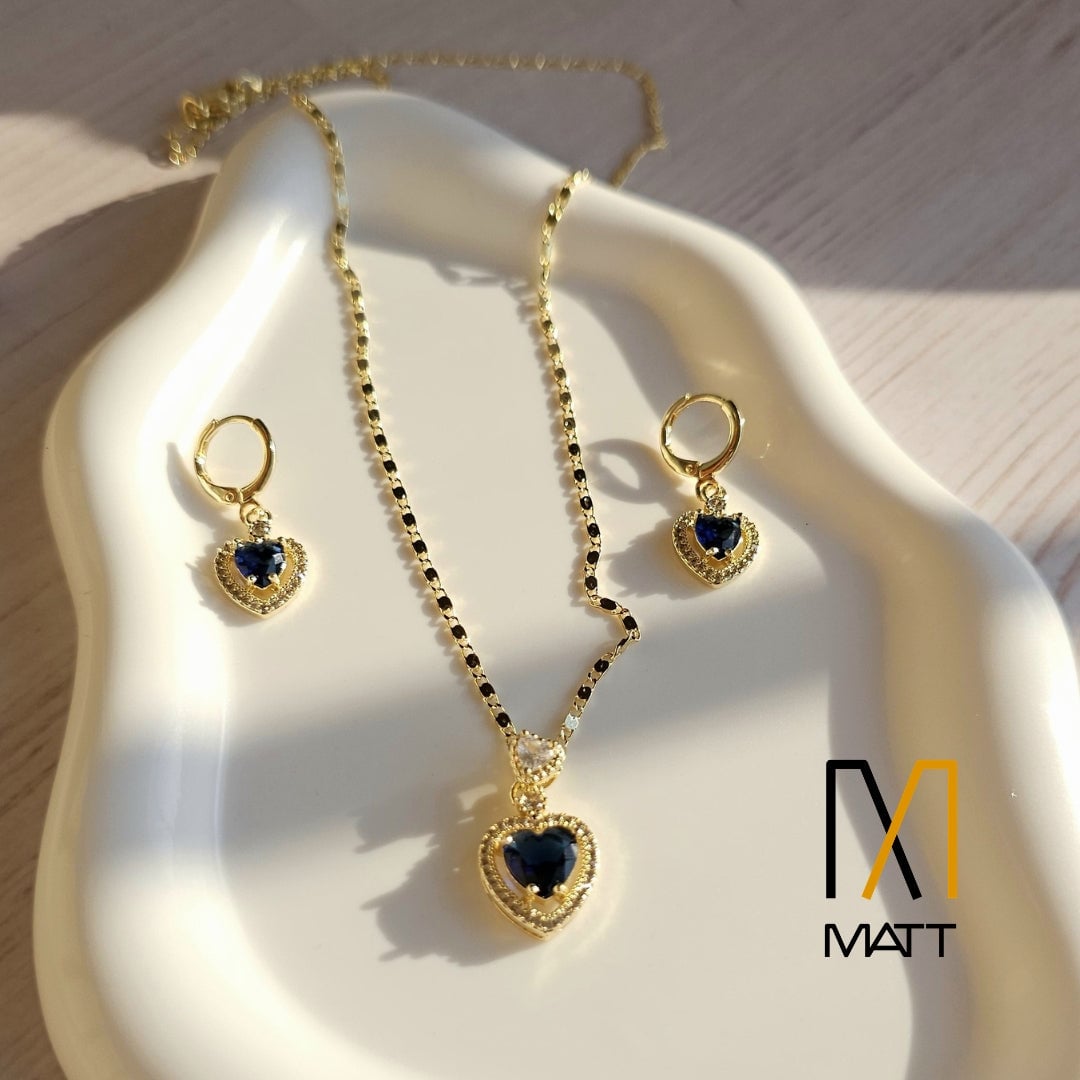 SET PREMIUM CORAZÓN DEL MAR CADENA Y ARITOS