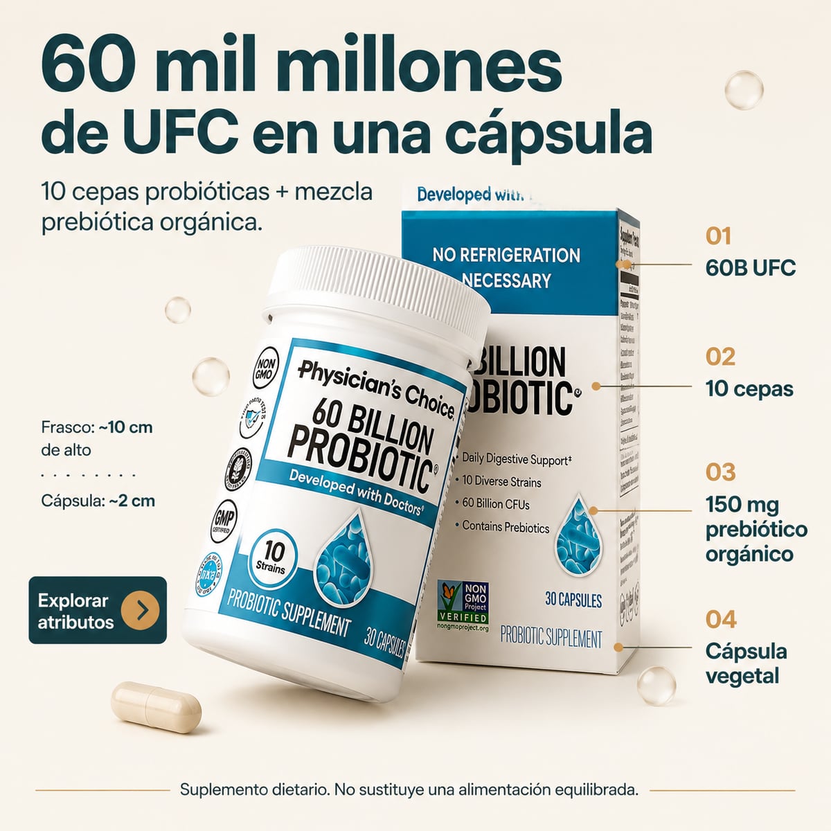 60 Billions Probiotics - Apoyo digestivo