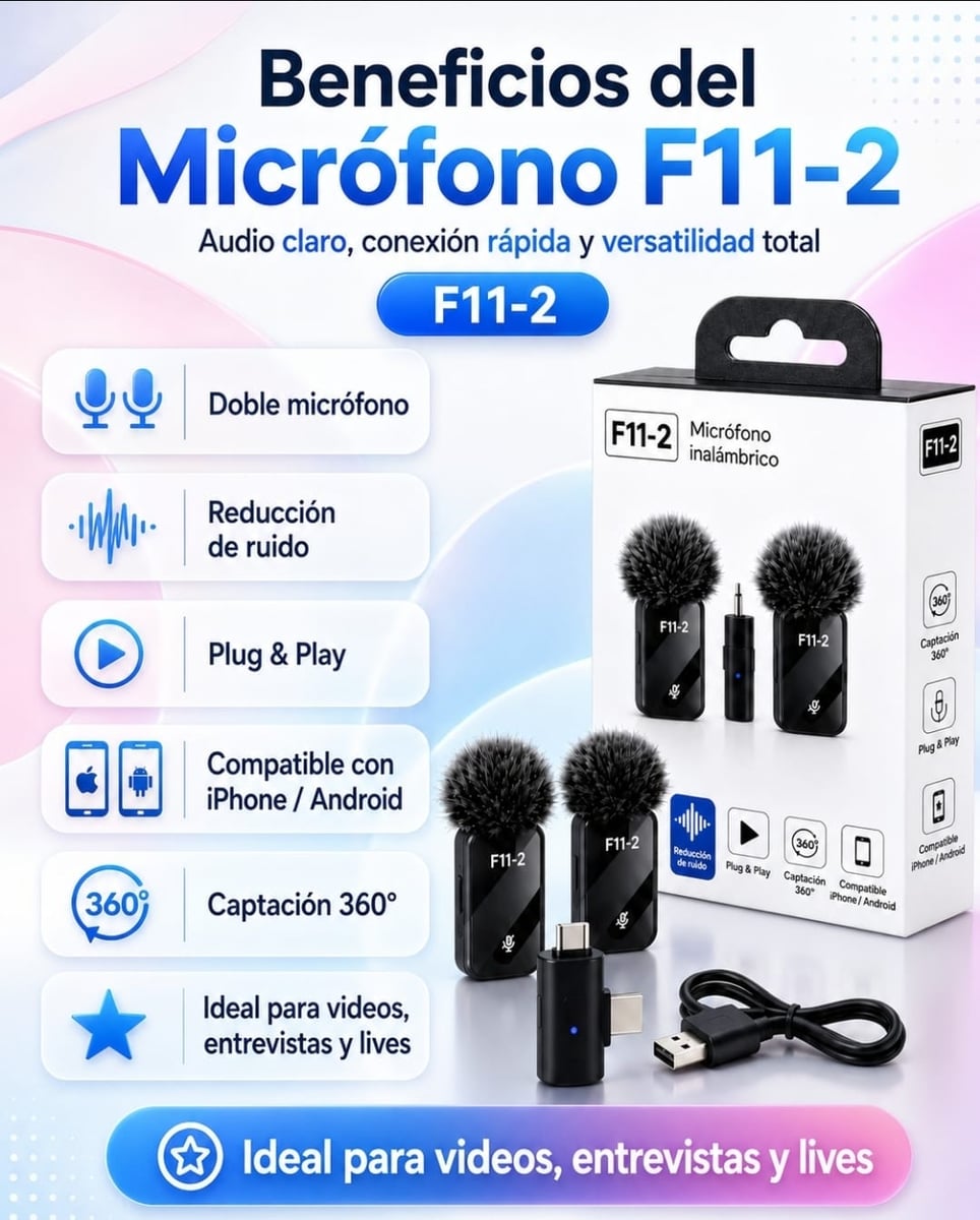 Micrófono Inalámbrico Doble F11 2